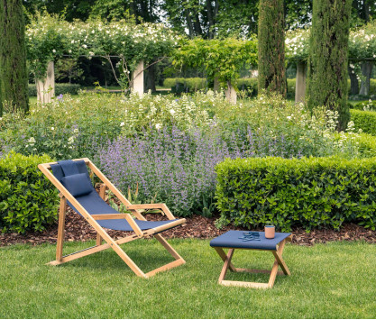 Repose-pieds pliant bleu Toile Batyline Repose-pieds pliant bleu Toile Batyline
