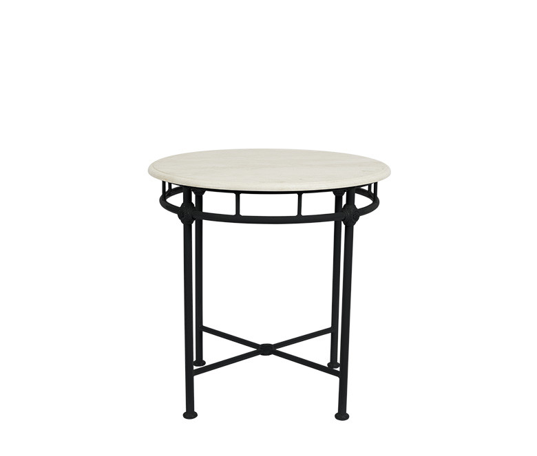 Table bistrot - plateau marbre blanc - 1800 noir
