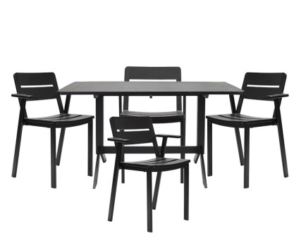4 Fauteuils + 1 table rectangulaire en aluminium
