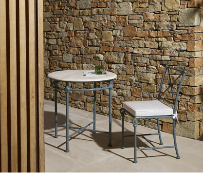 Table bistrot - plateau marbre blanc 1800