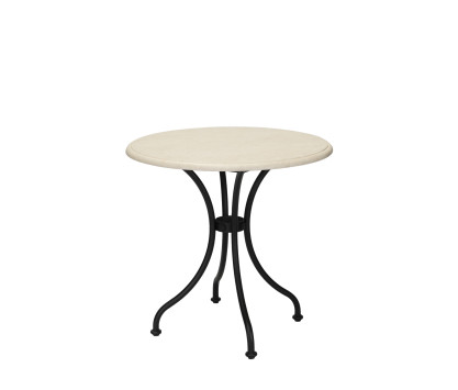 Table bistrot pieds cintrés - plateau marbre blanc 1800 Noir