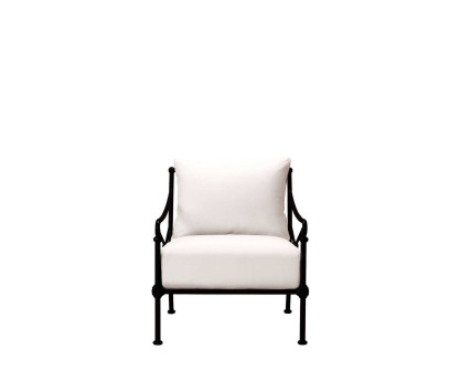 Fauteuil bas et repose-pieds en aluminium noir
