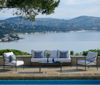 Salon de jardin en aluminium bleu - 5 places