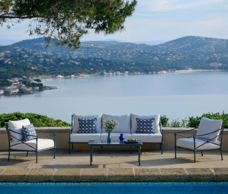 Salon de jardin en aluminium bleu - 5 places