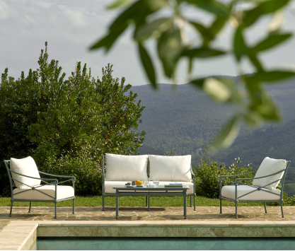 Salon de jardin en aluminium bleu - 4 places