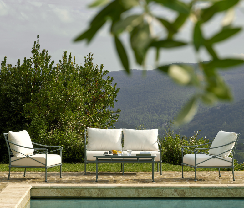 Salon de jardin en aluminium bleu - 4 places