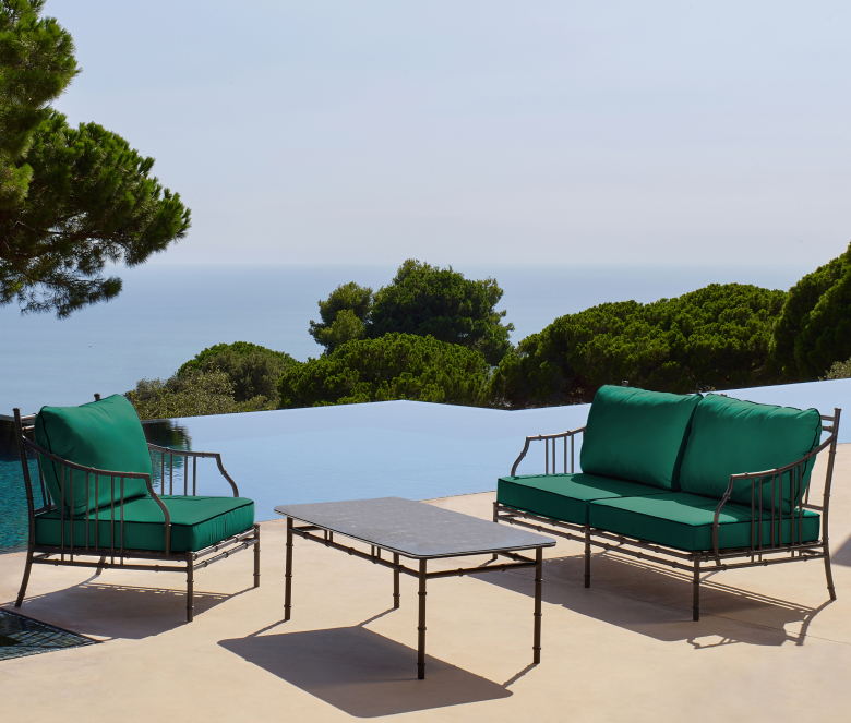 Salon de jardin en aluminium bleu - 4 places