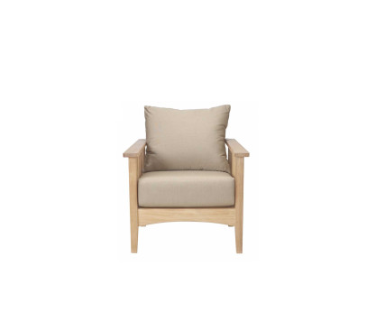 Fauteuil bas et repose-pieds en teck