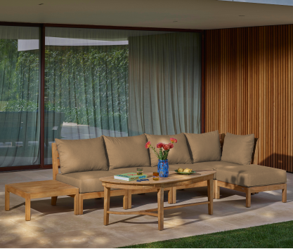 Salon de jardin modulable en teck - 6 places