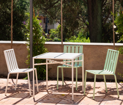 Table carrée en inox - Blanc