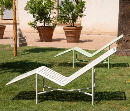 Chaise longue en inox - Blanc