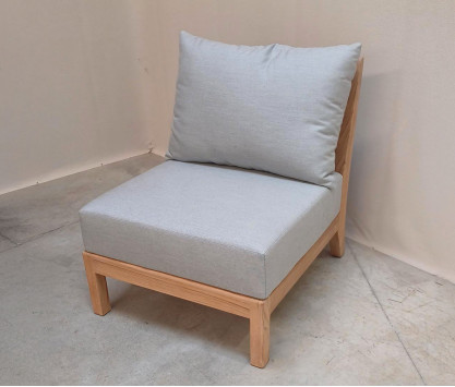 Module d'assise droit en teck Exeter Coussins Gris Natté - MODELE EXPO