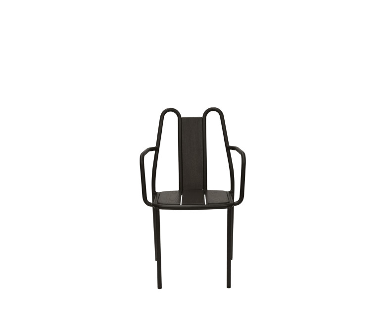 Fauteuil empilable en aluminium et frêne